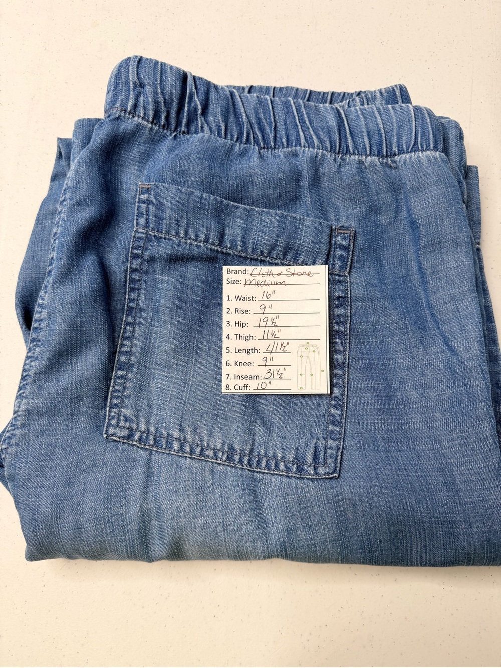 Cloth & Stone Light Blue Drawstring Chambray Pants - Picture 13 of 14
